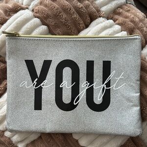Silver Clutch Bag with Inspirational Message